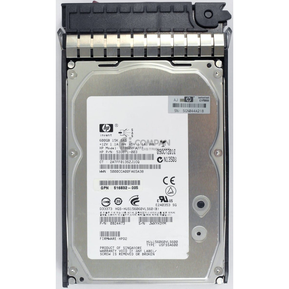 517354-001 HP HDD 600GB 15K SAS 6G 3.5" LFF HOT-SWAP